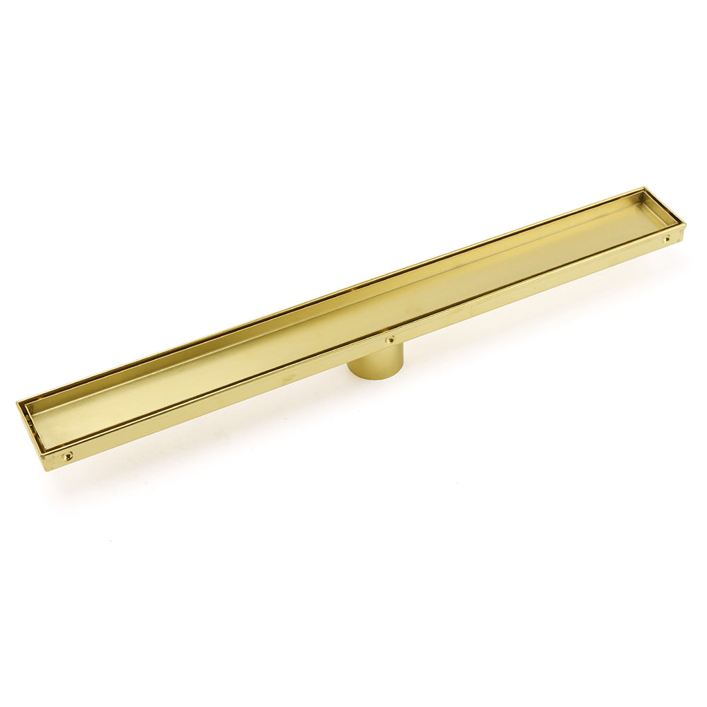 Brushed Gold 600mm Tile Insert Linear Shower Grate Floor Drain 50mm Outlet Waste V1233-LGTI02A600BG