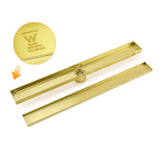 Brushed Gold 600mm Tile Insert Linear Shower Grate Floor Drain 50mm Outlet Waste V1233-LGTI02A600BG