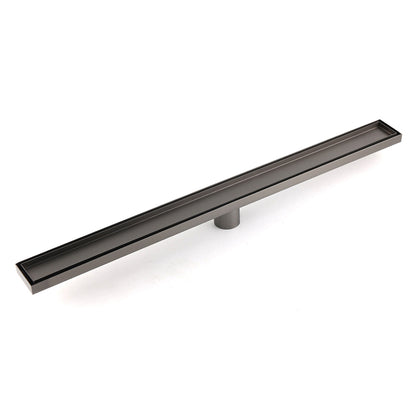 Gun Metal Bathroom Tile Insert 800mm Linear Shower Grate Floor Drain 50mm Waste V1233-LGTI02A800GM