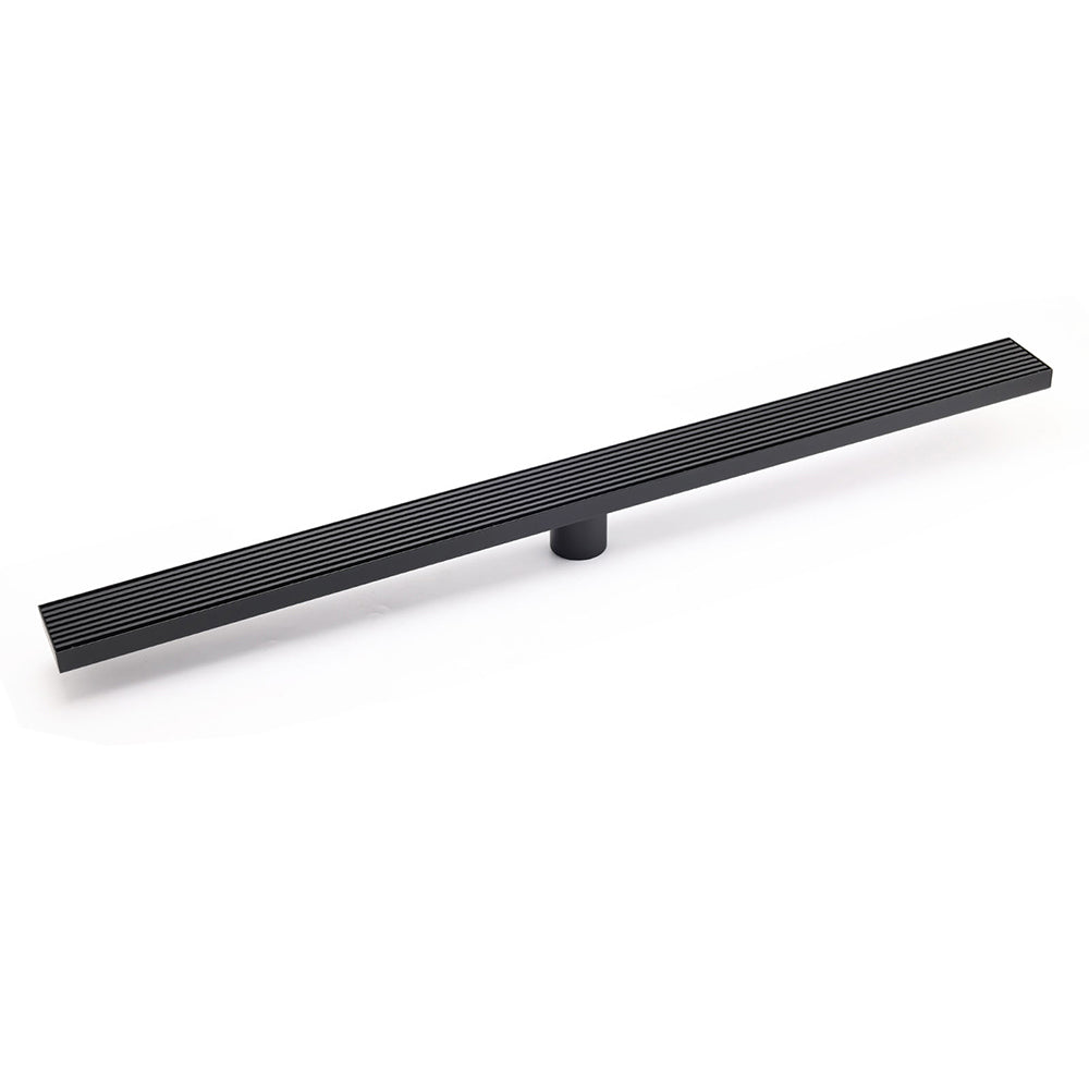 Matt Black 600mm Strip Fence Sword Shower Grate Floor Drain 50mm Waste Outlet V1233-LGWG02A600BL