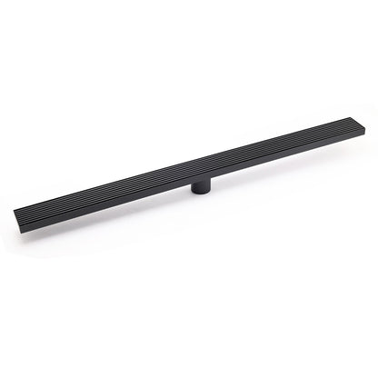 Matt Black 600mm Strip Fence Sword Shower Grate Floor Drain 50mm Waste Outlet V1233-LGWG02A600BL