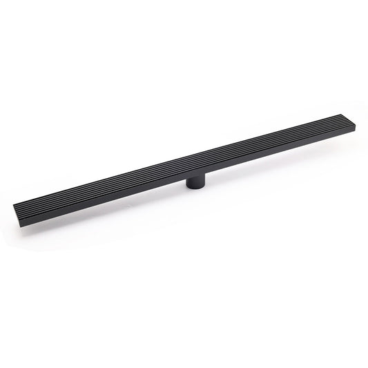 Matt Black 600mm Strip Fence Sword Shower Grate Floor Drain 50mm Waste Outlet V1233-LGWG02A600BL