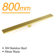 Brushed Gold Bathroom 800mm Strip Fence Long Shower Grate Floor Drain 50mm Waste V1233-LGWG02A800BG