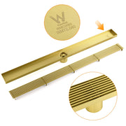 Brushed Gold Bathroom 800mm Strip Fence Long Shower Grate Floor Drain 50mm Waste V1233-LGWG02A800BG