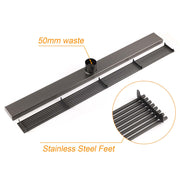 Gun Metal 900mm Strip Fence Linear Shower Grate Floor Drain 50mm Central Waste V1233-LGWG02A900GM