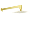 WELS Brushed Gold 8" Square Rainfall Shower Head 400mm Long Straight Wall Arm Set V1233-QS66805FGKSS108G