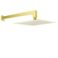 WELS Brushed Gold 12" Square Thin Rain Shower Head 400mm Straight Wall Arm Set V1233-QS66805FGKSS112G
