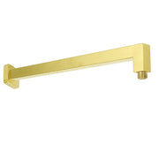 WELS Brushed Gold 12" Square Thin Rain Shower Head 400mm Straight Wall Arm Set V1233-QS66805FGKSS112G