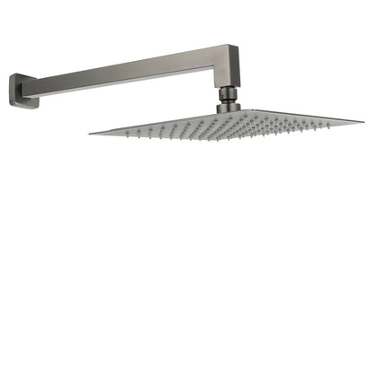 Gun Metal 10" Square Large Rainfall Shower Head 400mm Straight Wall Mounted Arm Set V1233-QS66805FGMKSS110GM