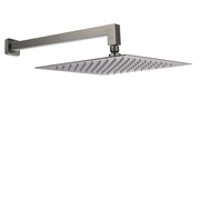 Gun Metal 12" Square Large Rainfall Shower Head 400mm Straight Wall Mounted Arm Set V1233-QS66805FGMKSS112GM