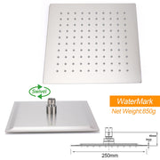 Brushed Nickel 10" Square Rainfall Shower Head + 400mm Straight Wall Mount Arm V1233-QS66805FNKSS110N
