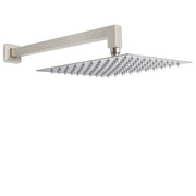 Brushed Nickel 12" Square Rainfall Shower Head + 400mm Straight Wall Mount Arm V1233-QS66805FNKSS112N