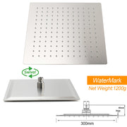 Brushed Nickel 12" Square Rainfall Shower Head + 400mm Straight Wall Mount Arm V1233-QS66805FNKSS112N