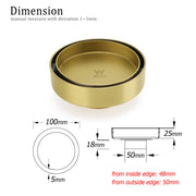 Brushed Gold Round 100mm Diamater Tile Insert Floor Drain Shower Grate 50mm Out V1233-RDTI0100D50BG