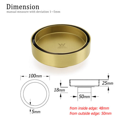 Brushed Gold Round 100mm Diamater Tile Insert Floor Drain Shower Grate 50mm Out V1233-RDTI0100D50BG