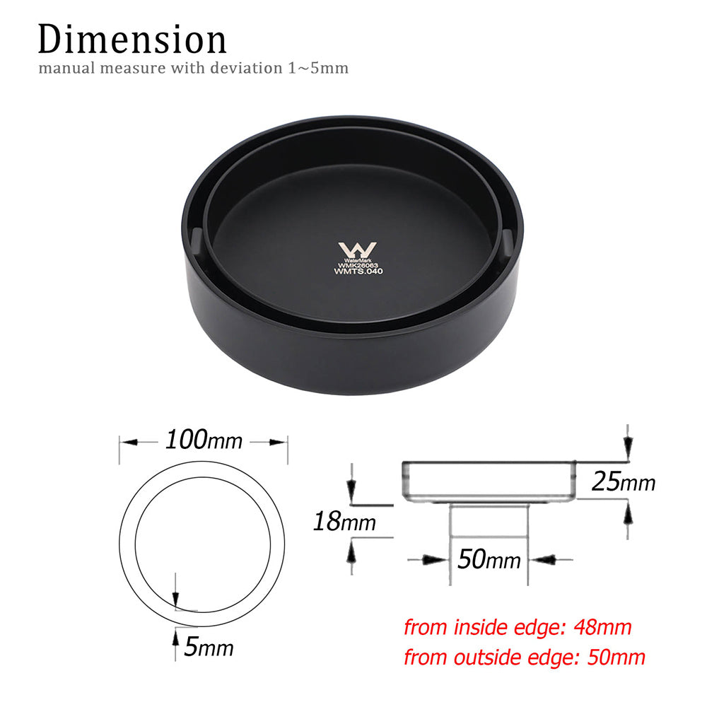 Watermark Matt Black Round 100mm Tile Insert Floor Drain Shower Grate 50mm Waste V1233-RDTI0100D50BL