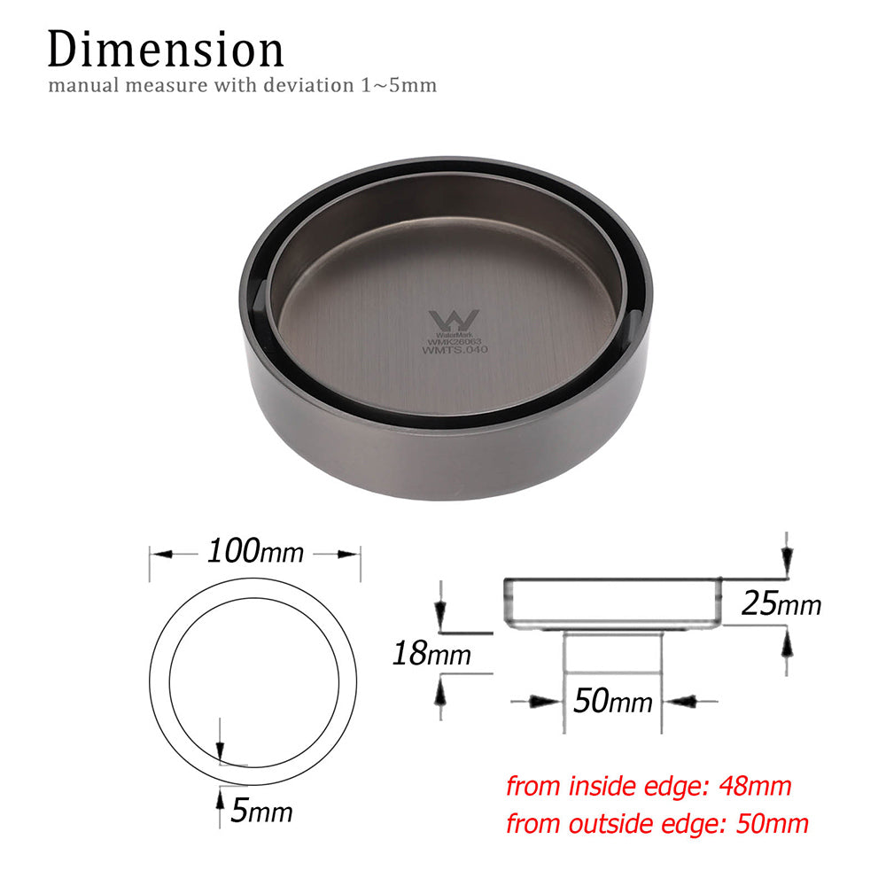 Gun Metal Round 100mm Bathroom Tile Insert Floor Drain Shower Grate 50mm Waste V1233-RDTI0100D50GM