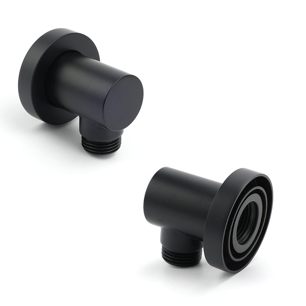 Round Brass Black Standard G1/2" Inch End Flexible Shower Elbow Connector Water Inlet V1233-S005FB2