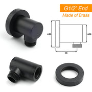 Round Brass Black Standard G1/2" Inch End Flexible Shower Elbow Connector Water Inlet V1233-S005FB2