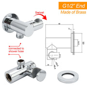 Brass Water Inlet Connector Handheld Shower Head Hose Swivel Bracket Holder Wall Elbow V1233-S0172