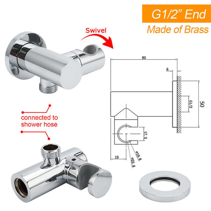 Brass Water Inlet Connector Handheld Shower Head Hose Swivel Bracket Holder Wall Elbow V1233-S0172