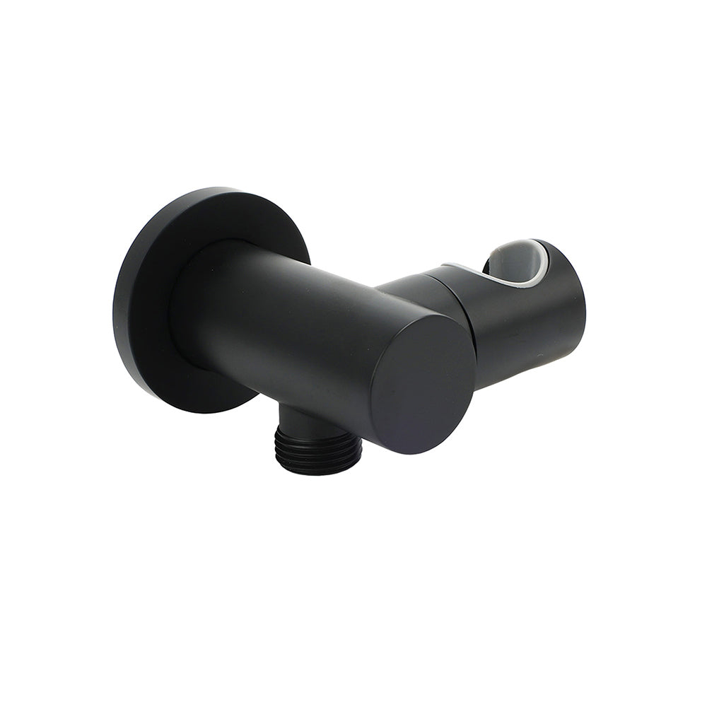 Matt Black Brass Hand Shower Bracket Swivel Holder Wall Elbow Connector Water Inlet Kit V1233-S017B2
