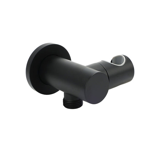 Matt Black Brass Hand Shower Bracket Swivel Holder Wall Elbow Connector Water Inlet Kit V1233-S017B2