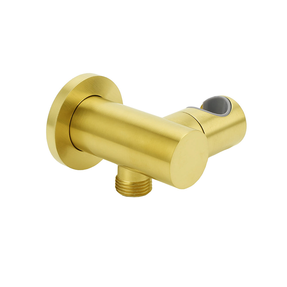 Brushed Gold Brass Handheld Shower Swivel Bracket Holder Water Inlet Elbow Connector Kit V1233-S017G2