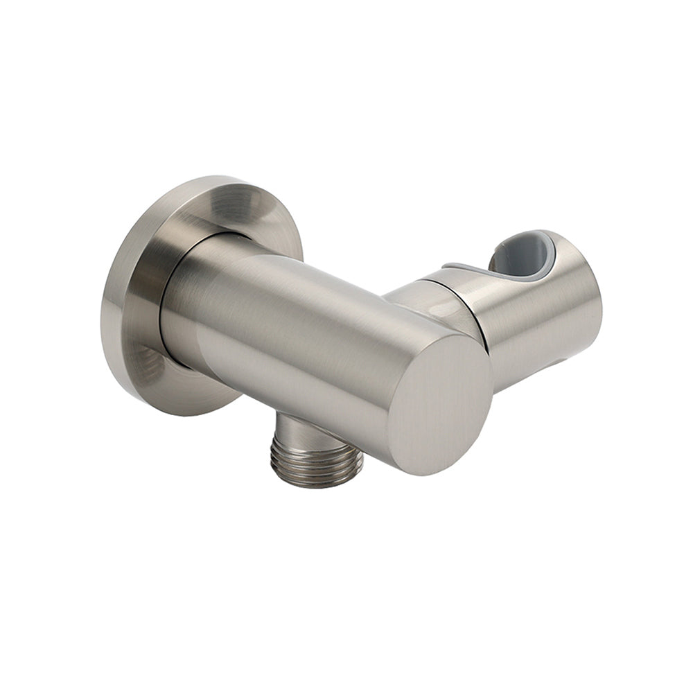Brushed Nickel Water Inlet Handheld Shower Swivel Bracket Holder Wall Elbow Connector V1233-S017N2