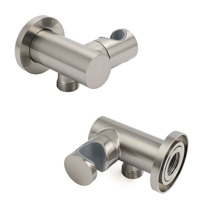 Brushed Nickel Water Inlet Handheld Shower Swivel Bracket Holder Wall Elbow Connector V1233-S017N2