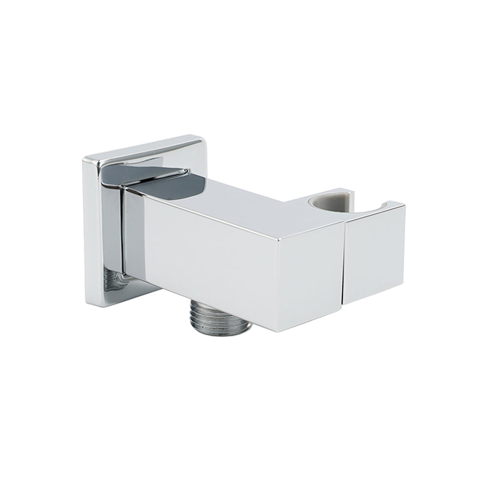 Chrome Square Water Inlet Shower Rose Bracket Swivel Holder Wall Elbow Connector G1/2" Thread V1233-S0182