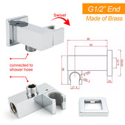 Chrome Square Water Inlet Shower Rose Bracket Swivel Holder Wall Elbow Connector G1/2" Thread V1233-S0182