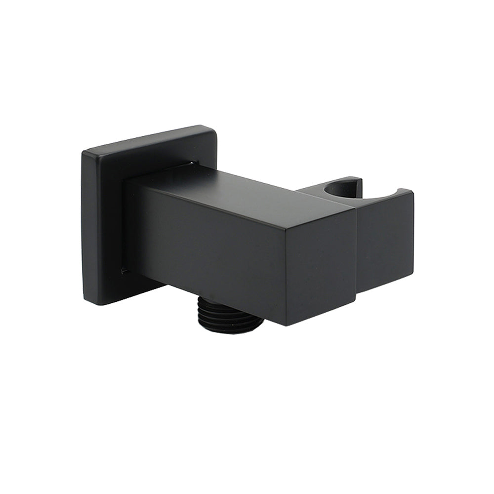 Matt Black Square Water Inlet Shower Head Bracket Adjustable Holder Wall Elbow Connector V1233-S018B2