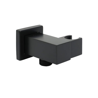 Matt Black Square Water Inlet Shower Head Bracket Adjustable Holder Wall Elbow Connector V1233-S018B2