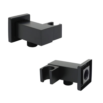 Matt Black Square Water Inlet Shower Head Bracket Adjustable Holder Wall Elbow Connector V1233-S018B2