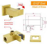 Brushed Gold Swivel Shower Head Holder Bracket Wall Inlet Elbow Water Connector 1/2 Inch V1233-S018G2