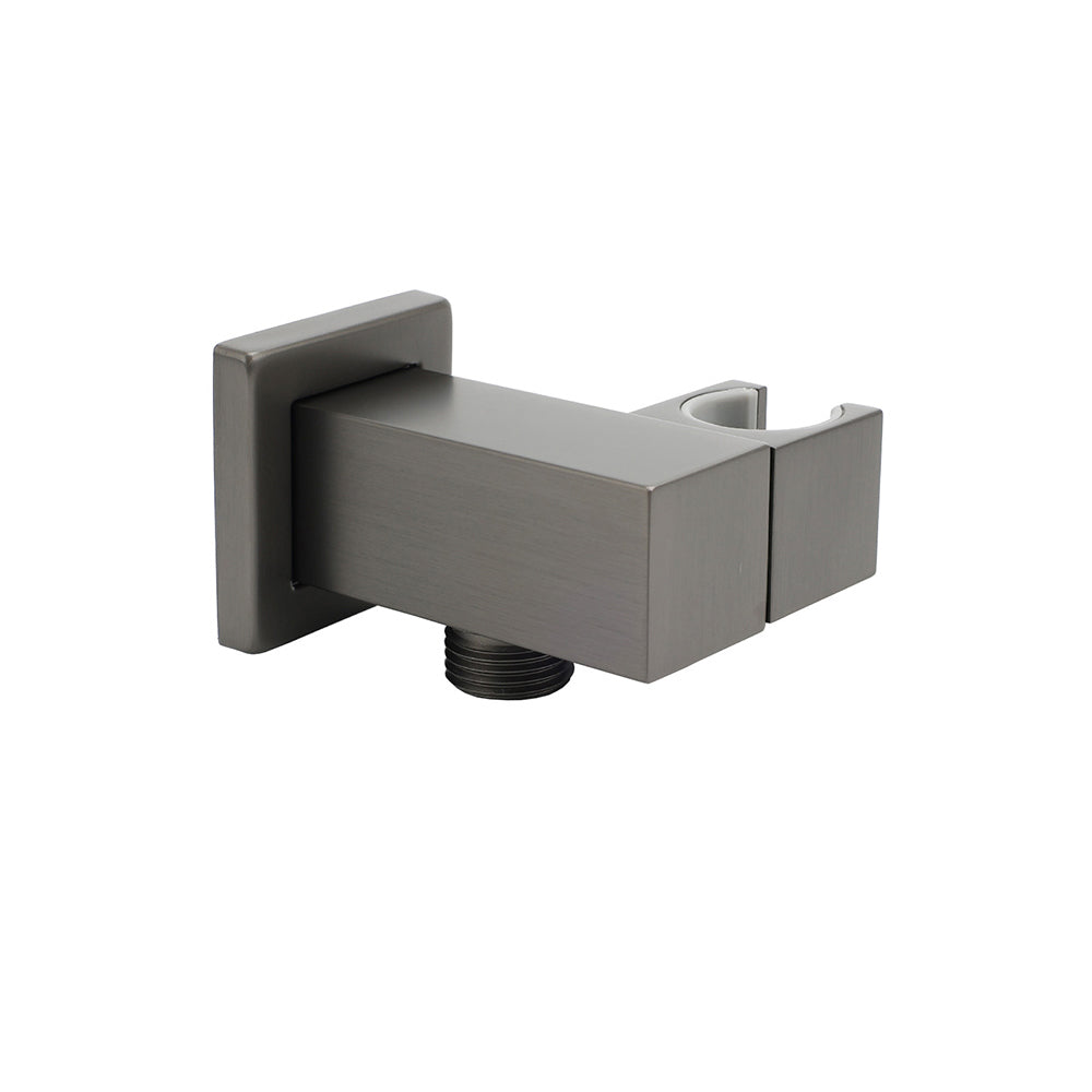Gun Metal Grey Square Shower Head Holder Bracket Inlet Elbow Water Connector Kit V1233-S018GM2