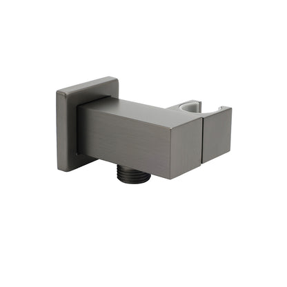 Gun Metal Grey Square Shower Head Holder Bracket Inlet Elbow Water Connector Kit V1233-S018GM2