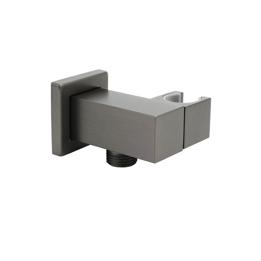 Gun Metal Grey Square Shower Head Holder Bracket Inlet Elbow Water Connector Kit V1233-S018GM2