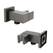 Gun Metal Grey Square Shower Head Holder Bracket Inlet Elbow Water Connector Kit V1233-S018GM2