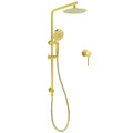 WELS Brushed Gold Twin Shower Set 8" Round Head 3 Modes Handheld Sliding Rail Arm Small Face Mixer V1233-S4902ABGHR002M4CGKSR108GKRD201G60