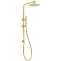 Brushed Gold Twin Shower Set Sliding Rail Arm 8" Round Head Stainless Steel Handheld Rose Combo V1233-S4902ABGSS019CBGKSR108G