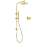 Brushed Gold Twin Shower Set 8" Round Head Single Mode Metal Handheld Sliding Rail Arm Mixer Valve V1233-S4902ABGSS019CBGKSR108GKC1292BG