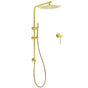 Brushed Gold Twin Shower Large Round 12" Rain Head Handheld Rose Silde Wall Rail Arm Small Face Mixer V1233-S4902ABGSS019CBGKSR112GKRD201G60