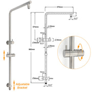 Brushed Nickel Dual Shower Set Sliding Rail Arm 8" Round Head Handheld Silver V1233-S4902BNHR002M4CNKSR108N
