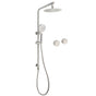 Brushed Nickel Dual Shower Set Sliding Rail Arm 8" Round Head Handheld Twin Taps Valve V1233-S4902BNHR002M4CNKSR108NKC0292BN