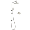 Brushed Nickel Dual Shower Set Sliding Rail Arm 8" Round Head Handheld 1/4 Turn Mixer Valve V1233-S4902BNHR002M4CNKSR108NKC1292BN
