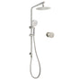 Brushed Nickel Dual Shower Set Sliding Rail Arm 8" Round Head Handheld 1/4 Turn Mixer Valve V1233-S4902BNHR002M4CNKSR108NKC1292BN