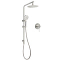 WELS Brushed Nickel Dual Shower Set Sliding Rail Arm 8" Round Head Handheld Mixer V1233-S4902BNHR002M4CNKSR108NKRD201N