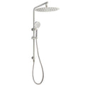 WELS Brushed Nickel Dual Shower Set Sliding Rail Arm 12" Round Head Handheld 2 Way Diverter V1233-S4902BNHR002M4CNKSR112N